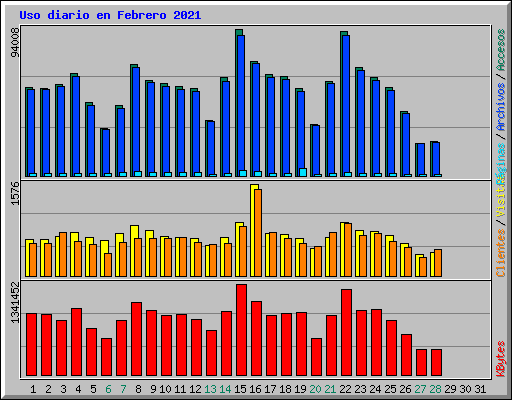 Uso diario en Febrero 2021