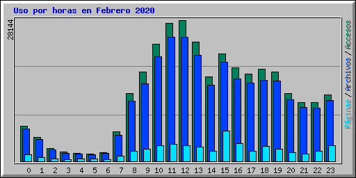 Uso por horas en Febrero 2020